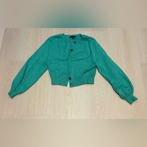 Ann Taylor Teal Button-Up Sweater